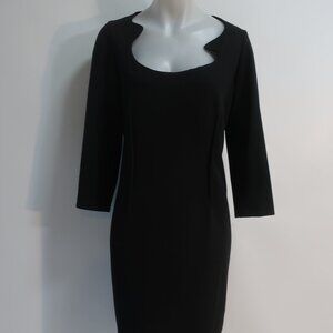 Womens Frank Black Asymmetric Neckline Pintuck Pleated Waist  Sheath Dress 12